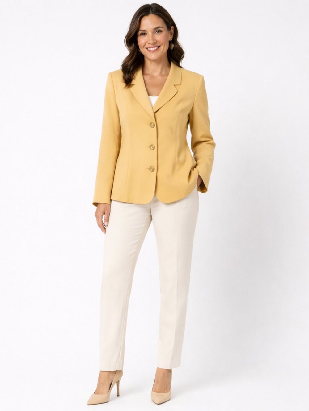 Vintage Blumarine Italy Camel Blazer Rayon Blend Old Money Quiet Luxury 90s Sz 6